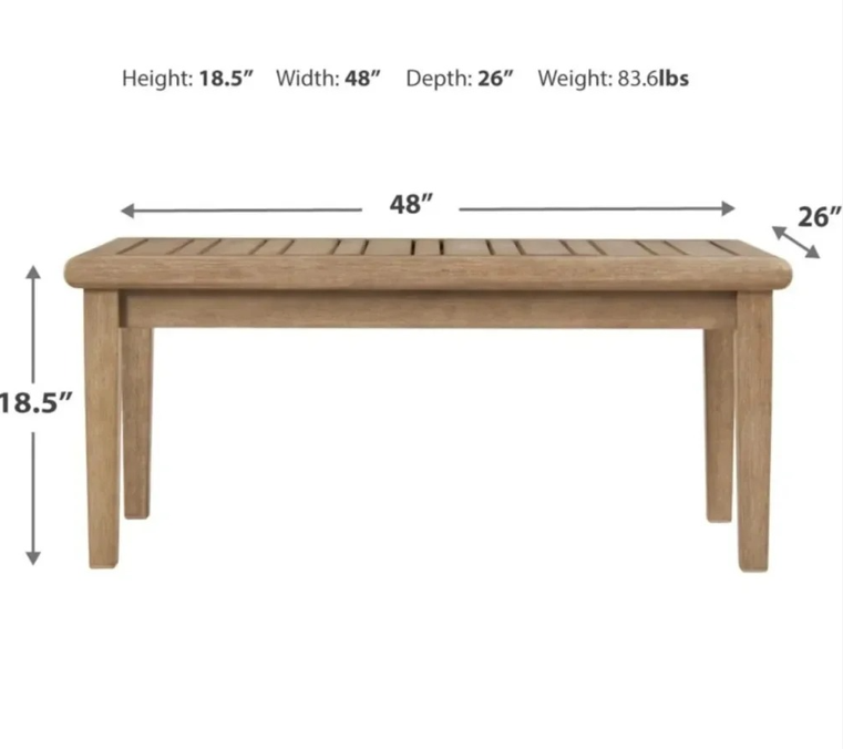 New Outdoor Rectangular Table Wood Slat Top Coffee Camping Table