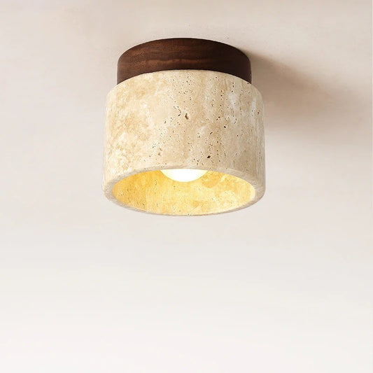 Stone Ceiling Light – Retro Yellow Cave-Inspired Fixture for Hallway Balcony