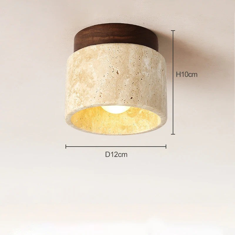 Stone Ceiling Light – Retro Yellow Cave-Inspired Fixture for Hallway Balcony